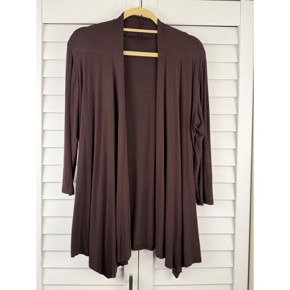 Urim Open Front Cardigan Women L Brown Draped Lightweight Layering